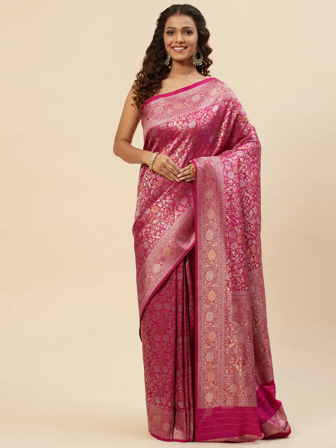 Brocade Zari Jaal Handloom Woven Saree