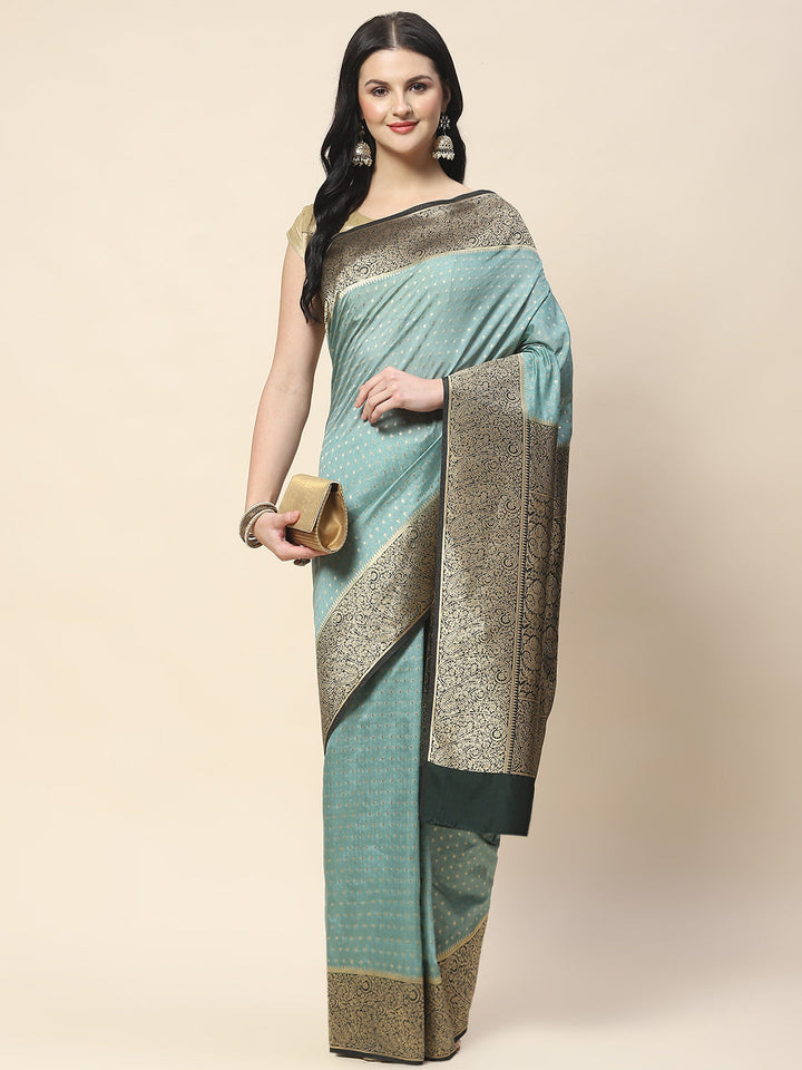 Zari Border Booti Woven Handloom Saree