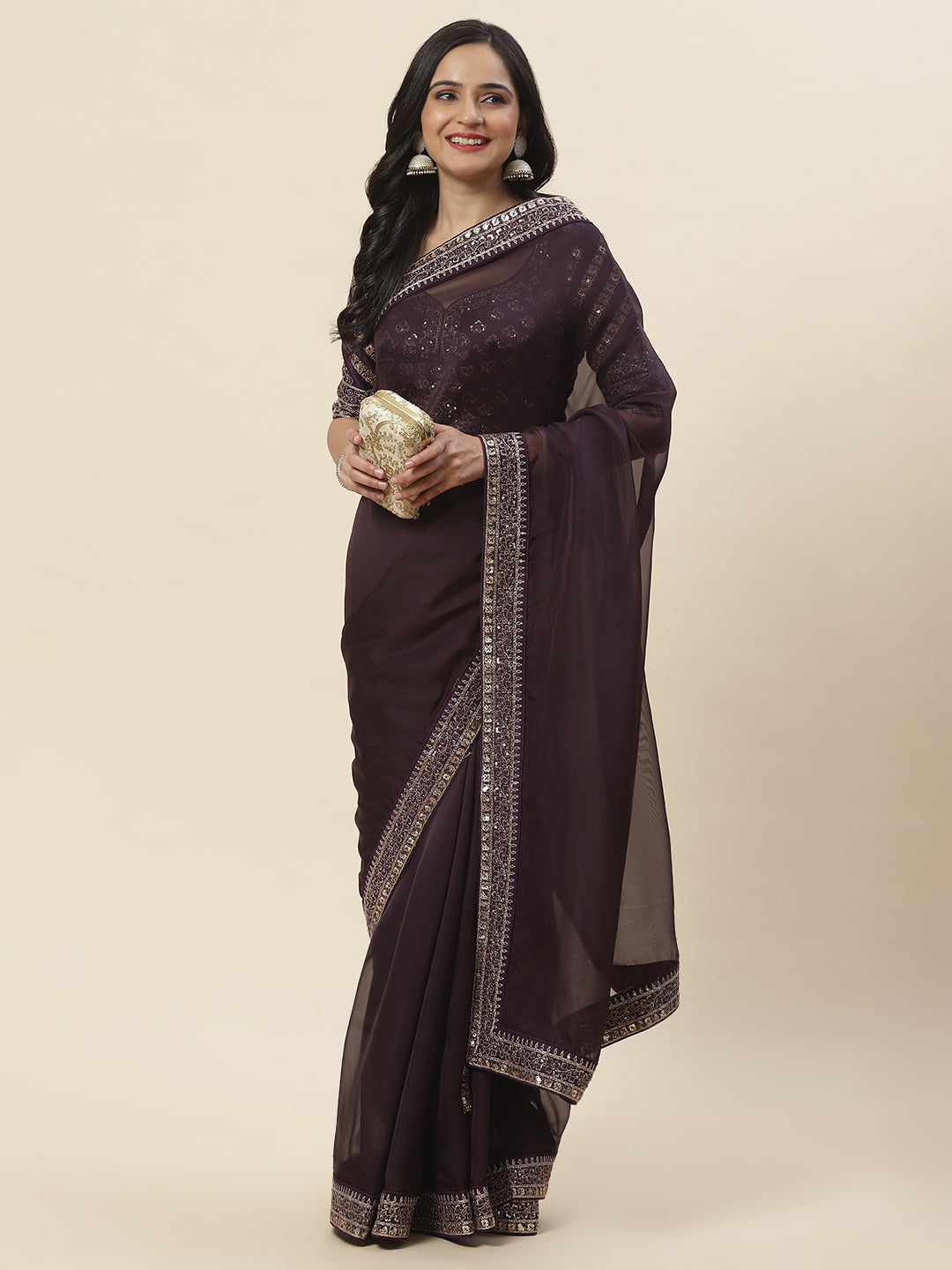 Embroidered Organza Saree