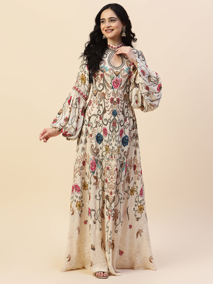 Digital Printed Crepe Gown