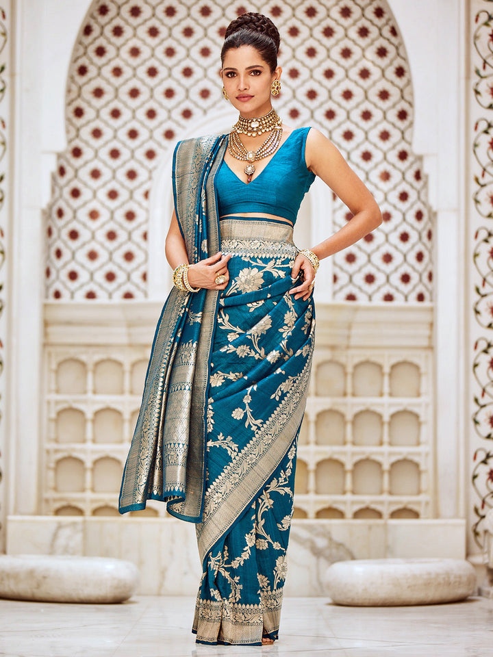 Gold Jaal Banarasi Tussar Saree
