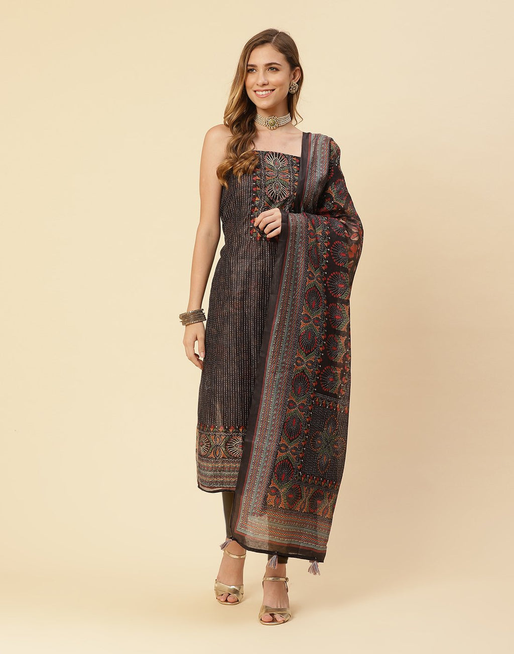 Printed Chanderi Suit Piece