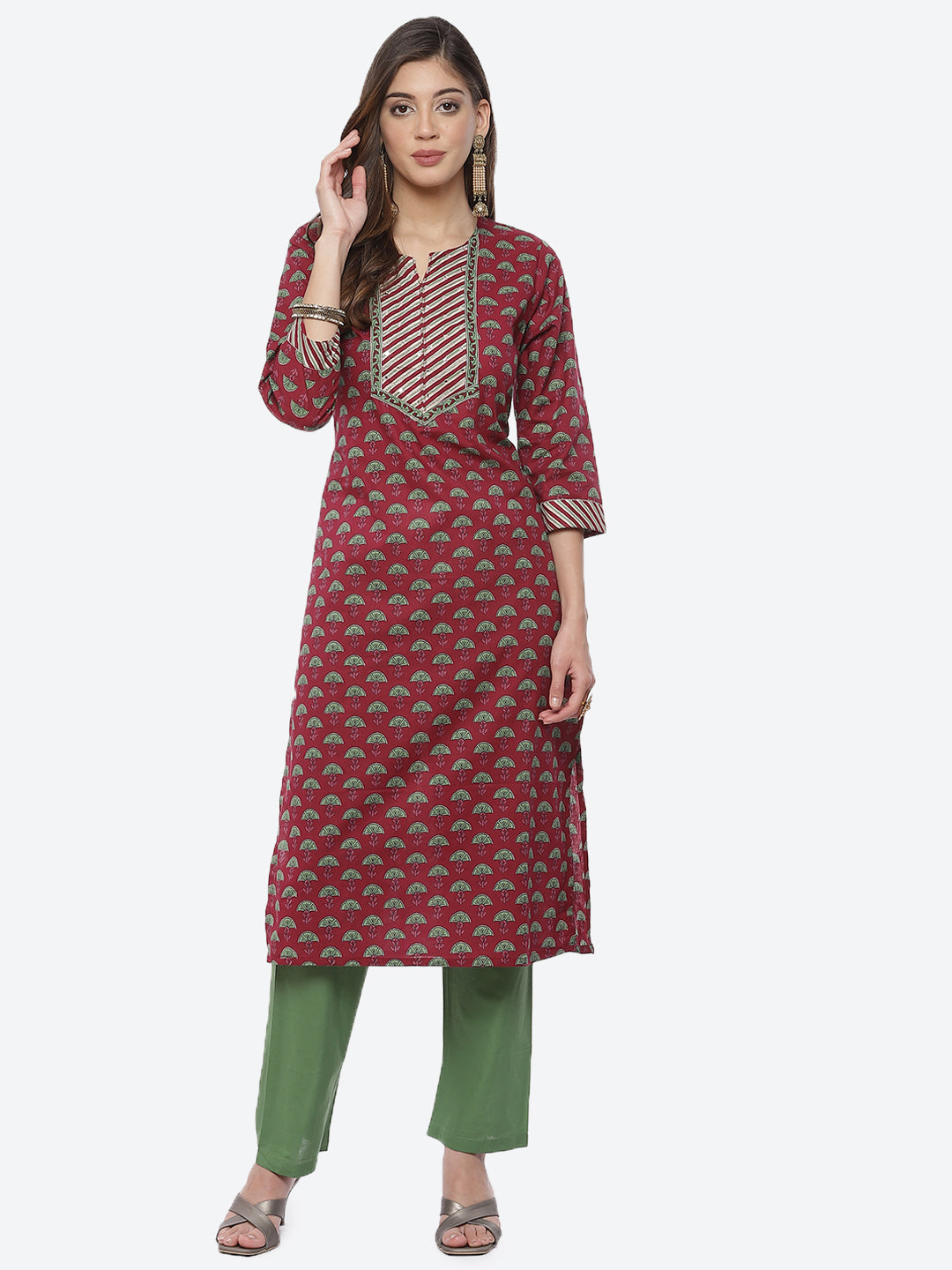 Floral Printed Cotton Kurta With Pant