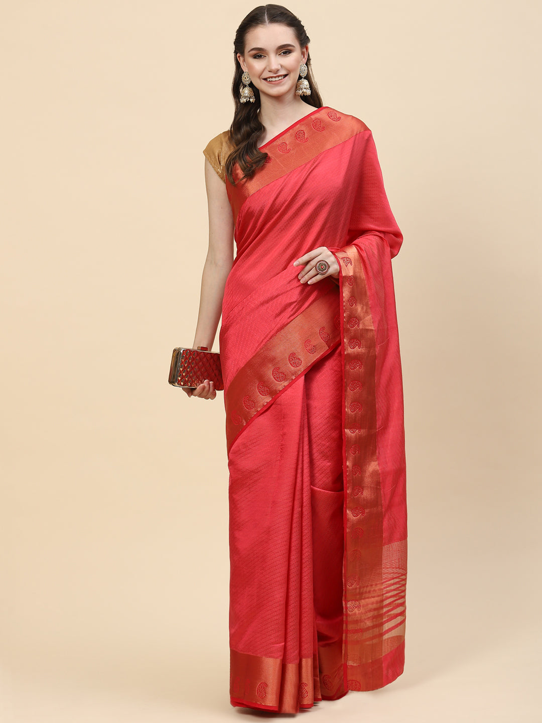 Plain Zari Border Handloom Woven Saree