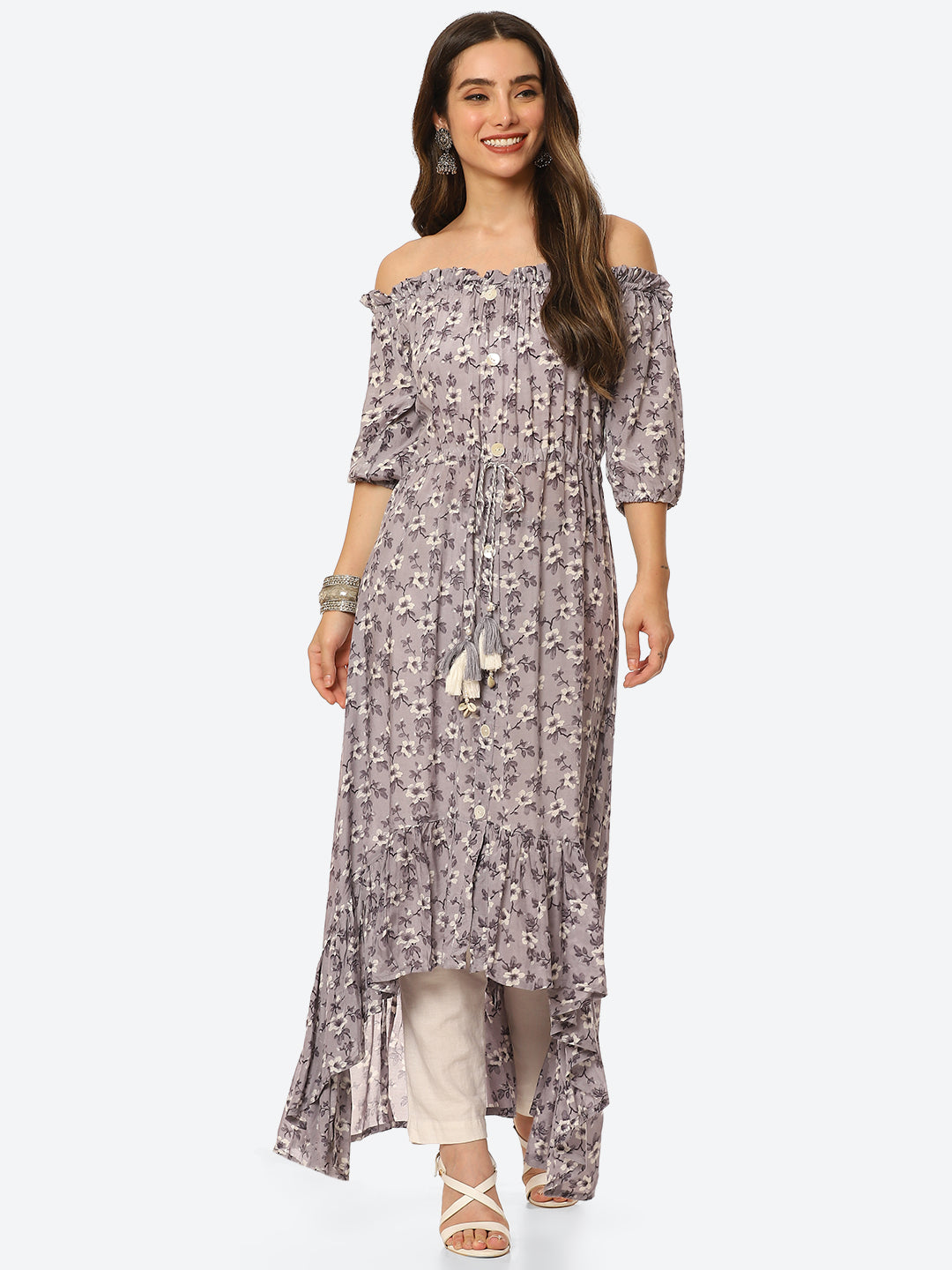 Floral Printed Muslin Kurta