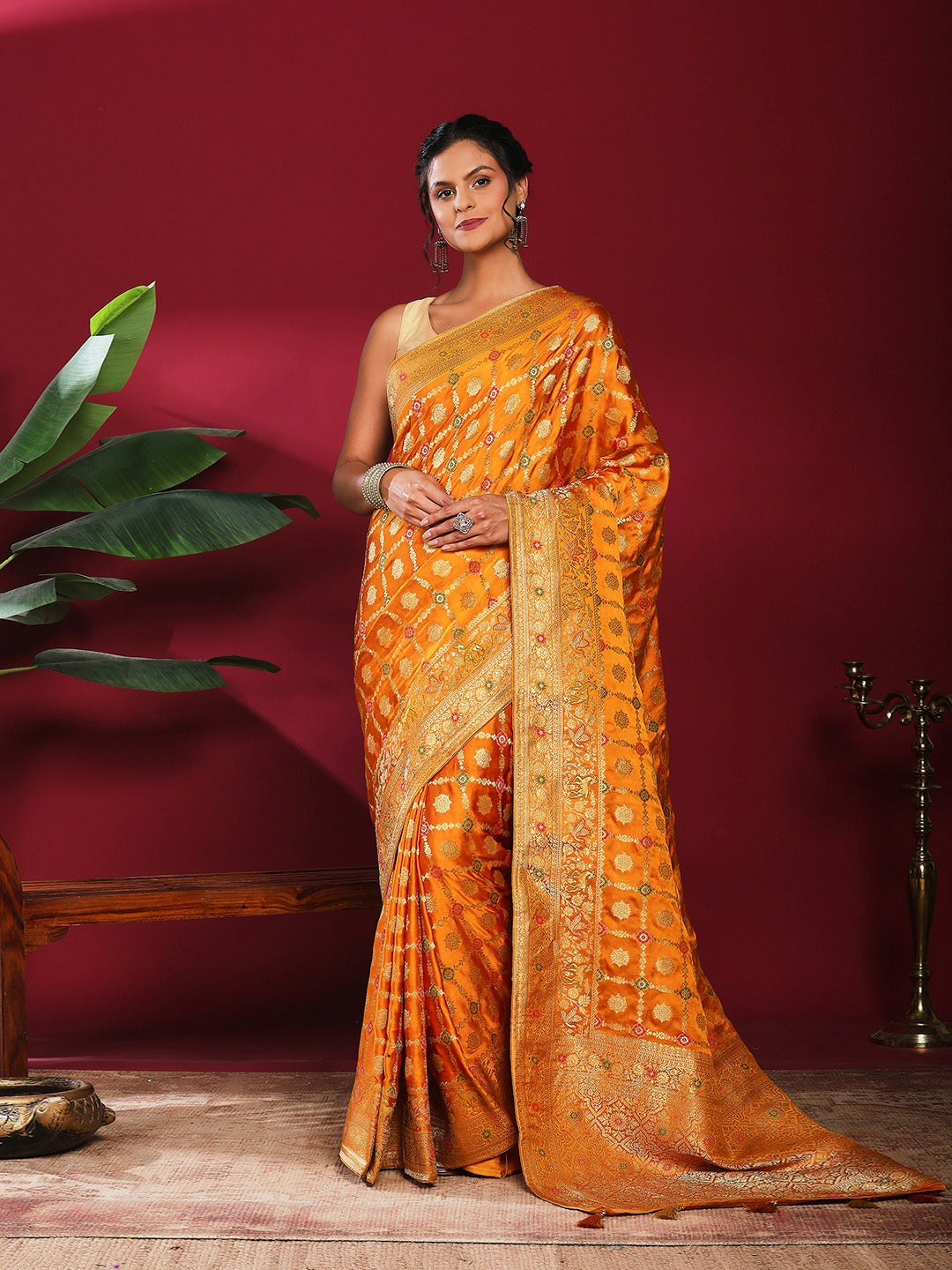 Woven Design Satin Saree