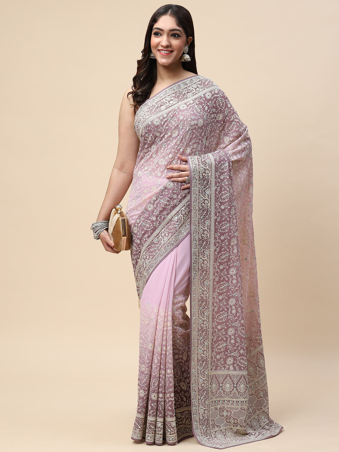 Resham Jaal Embroidered Georgette Saree