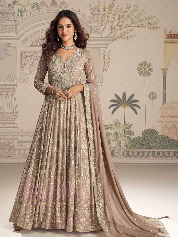 Embroidered Georgette Kurta With Pant &amp; Dupatta