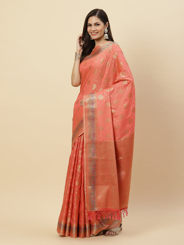 Zari Border Booti Cotton Woven Saree