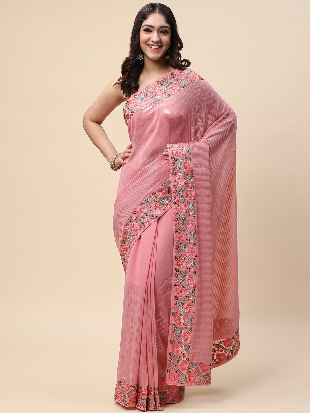 Sequin Embroidered Georgette Saree