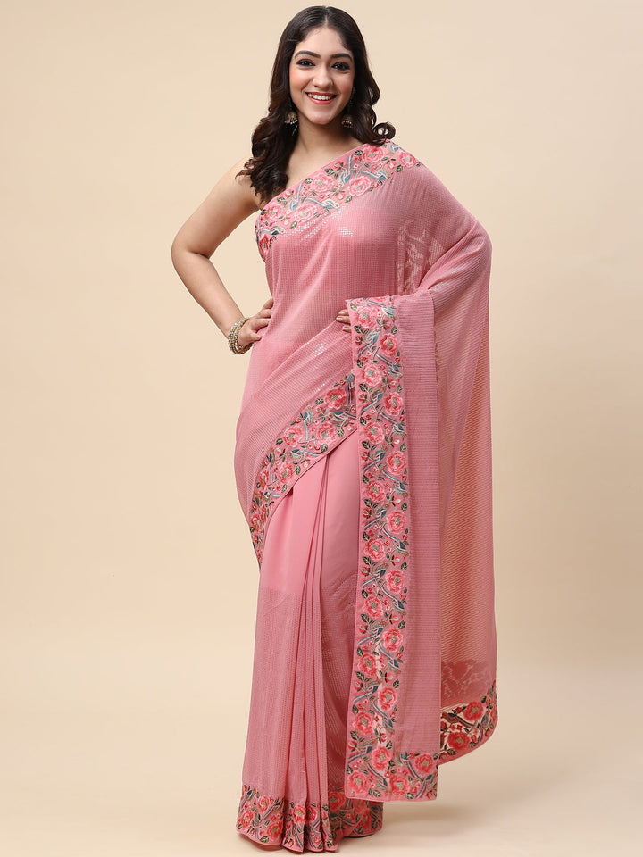 Sequin Embroidered Georgette Saree