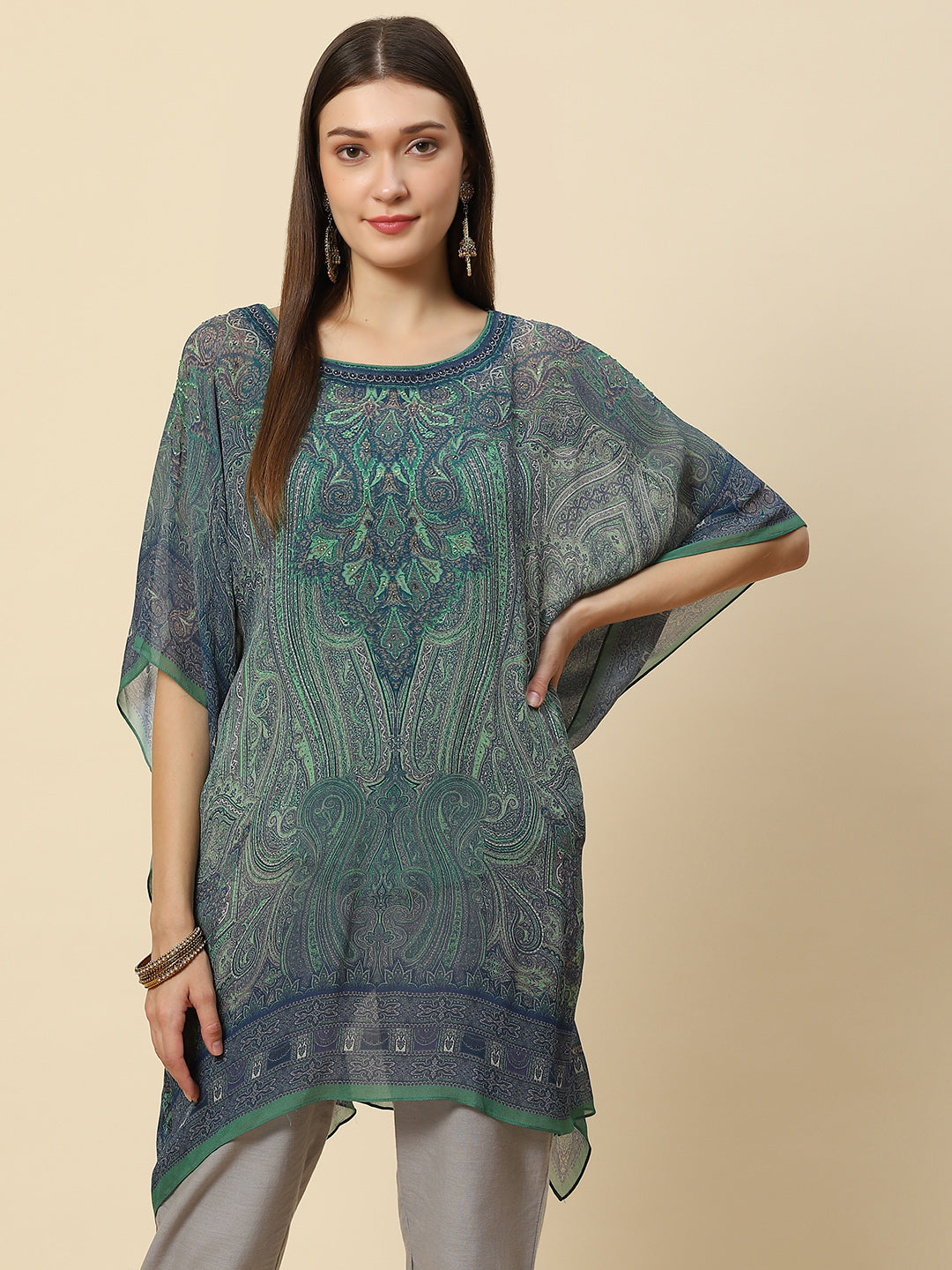 Digital Printed Georgette Kaftan Kurta