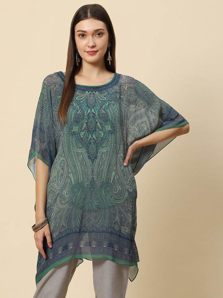 Digital Printed Georgette Kaftan Kurta