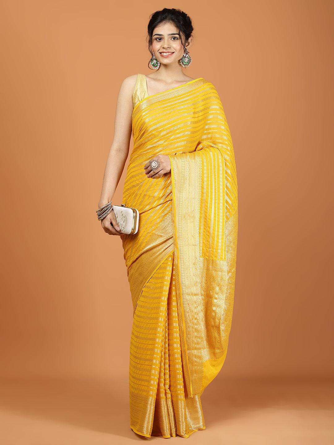 Zari Border Woven Georgette Saree
