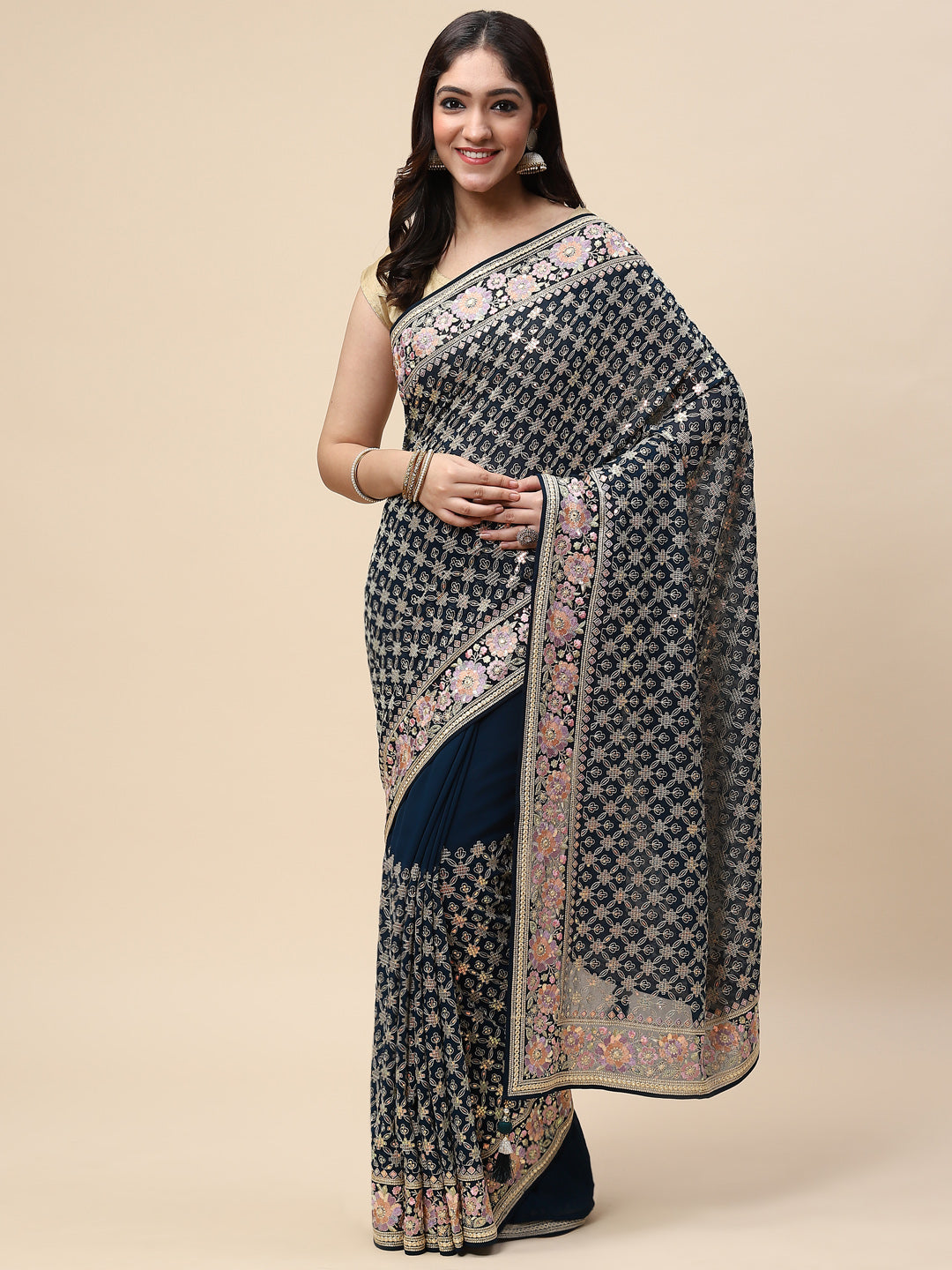 Sequin Embroidered Georgette Saree