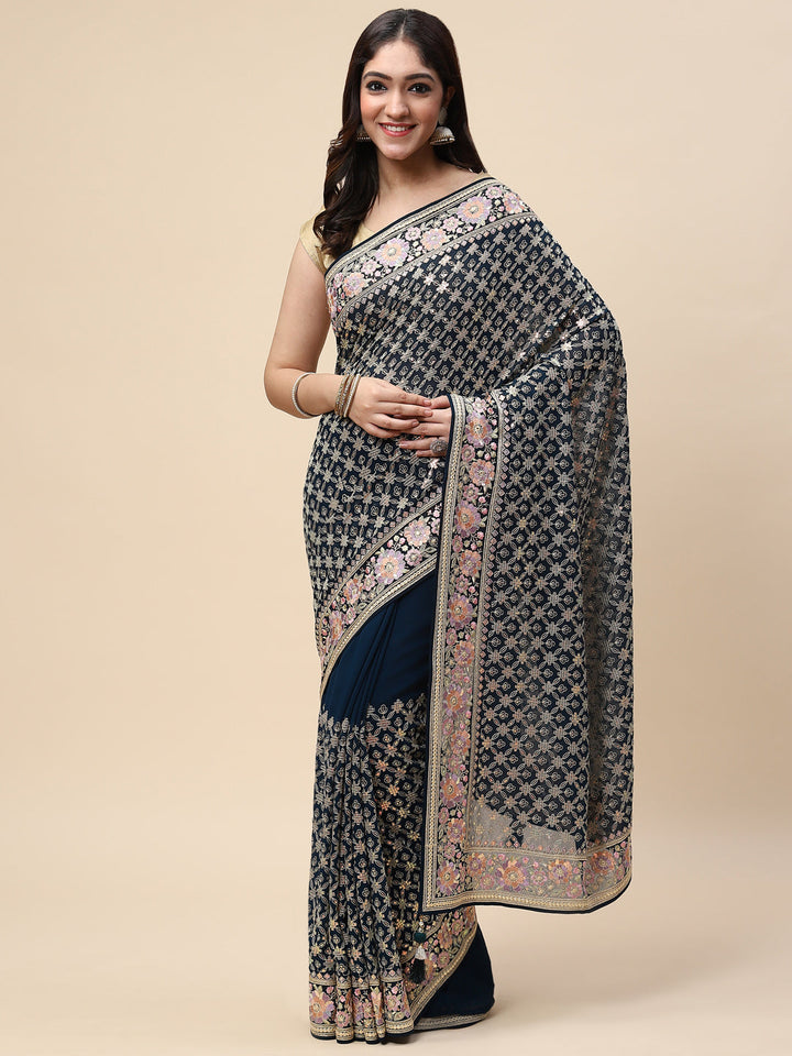 Sequin Embroidered Georgette Saree