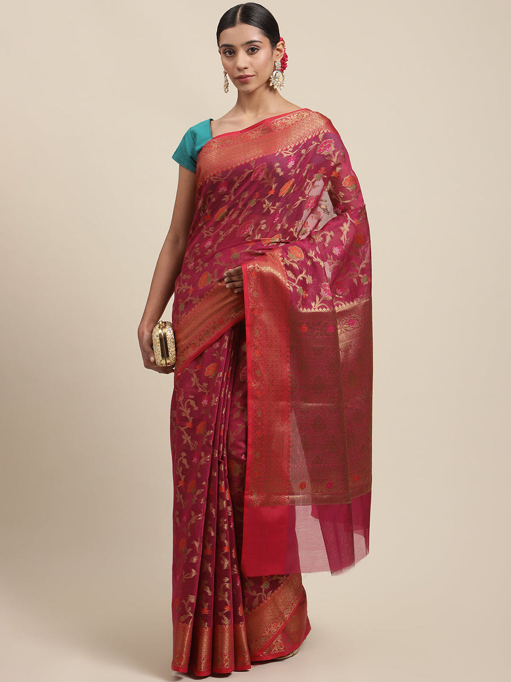 Zari Jaal Cotton Woven Saree
