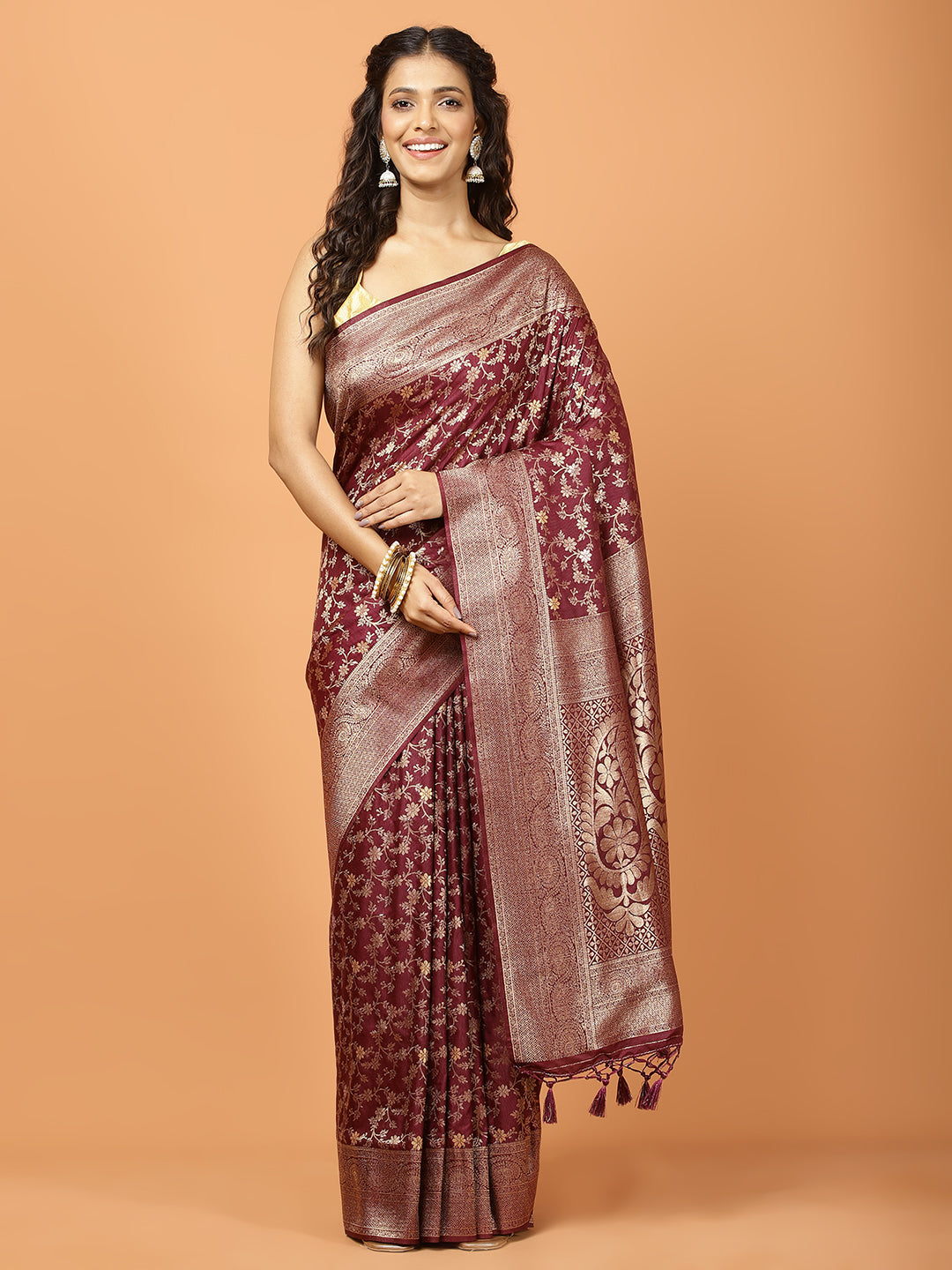 Zari Jaal Woven Art Silk Saree