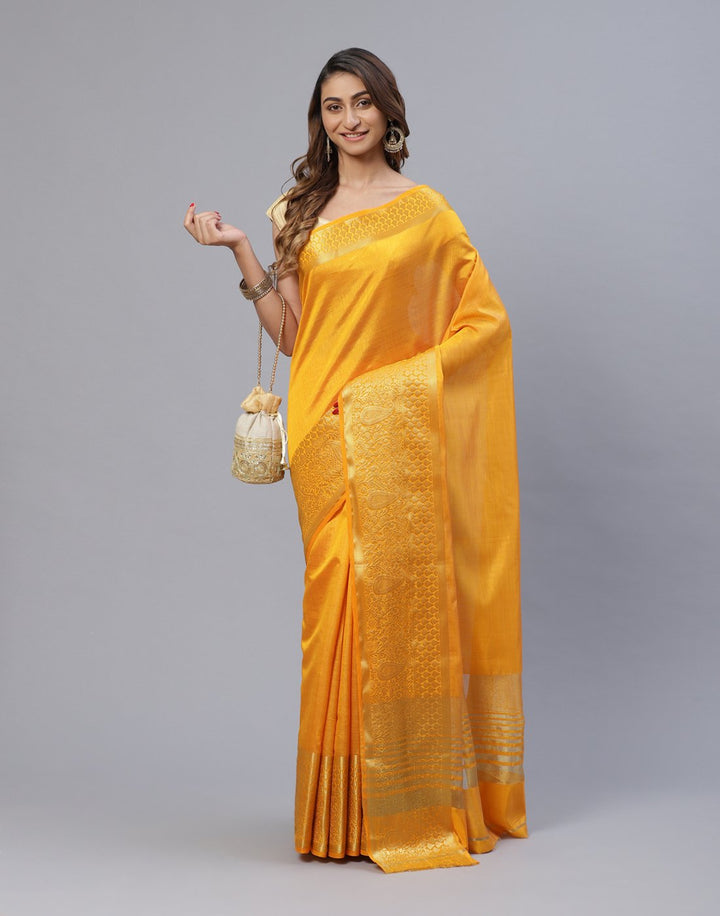 Plain Art Handloom Saree With Zari Border