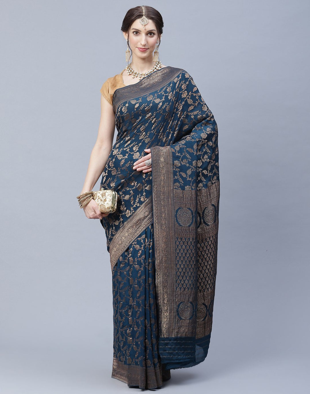 Antiq Zari Jaal Crepe Saree