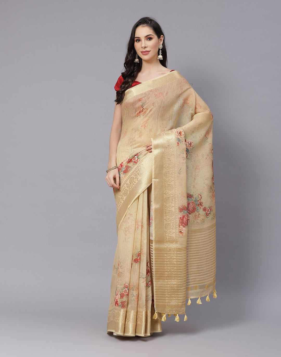 Digital Floral Cotton Printed Saree