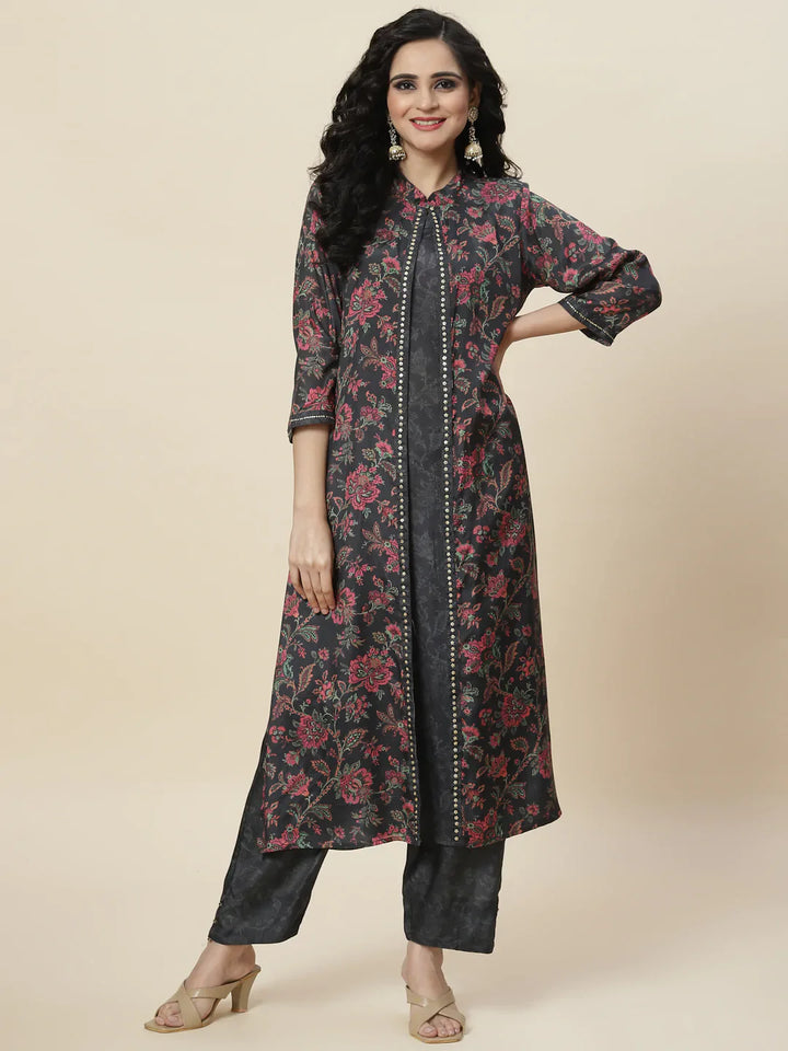 Printed Crepe Kurta With Palazzo