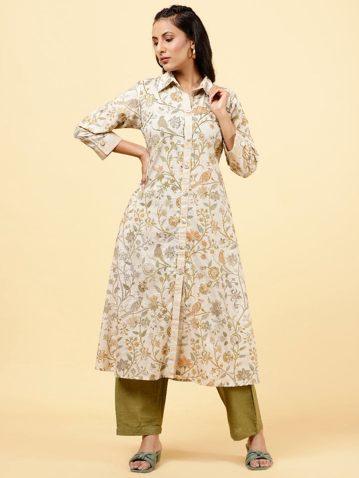 Printed Cotton Kurta With Pants