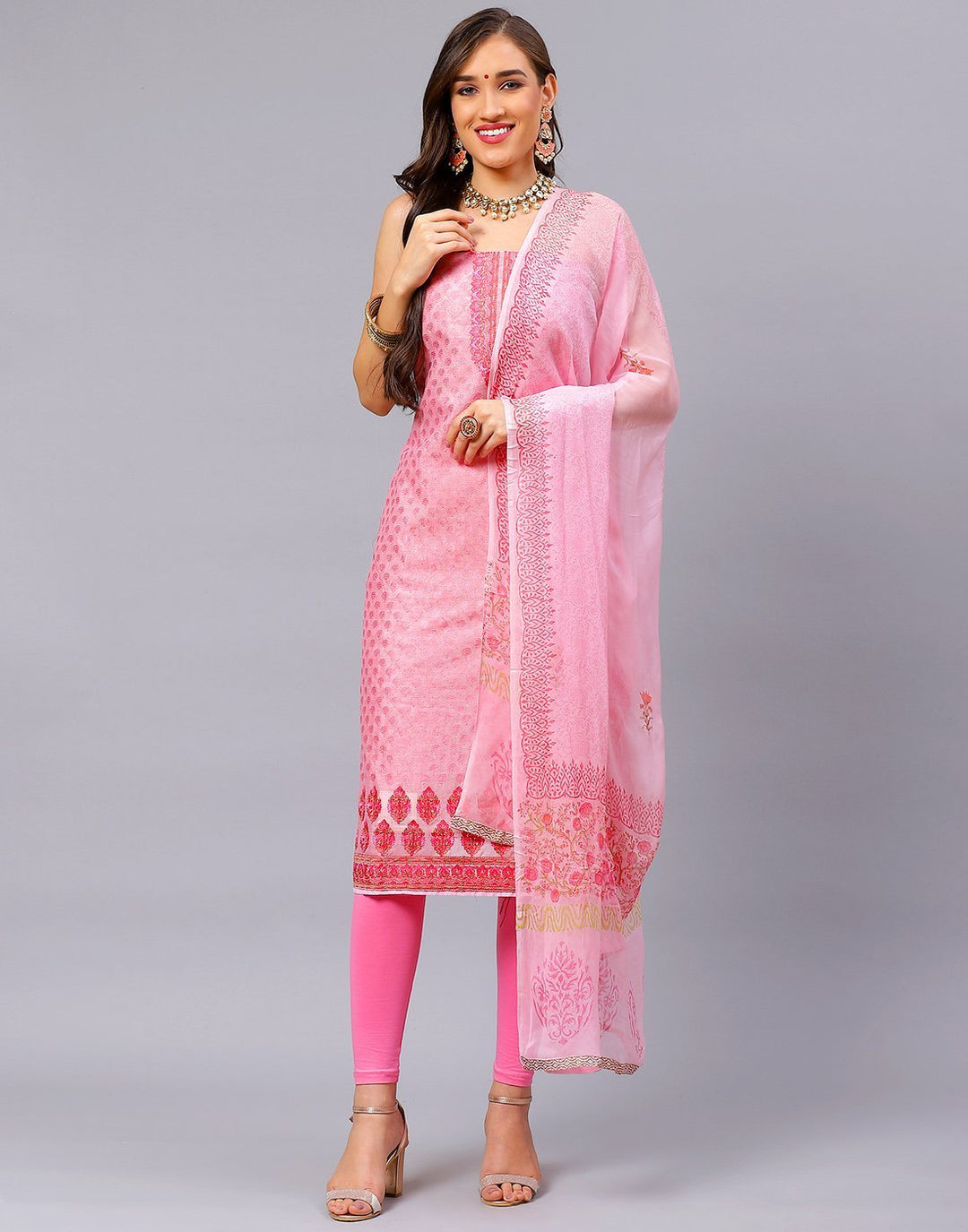Chanderi Thread work Suit Piece