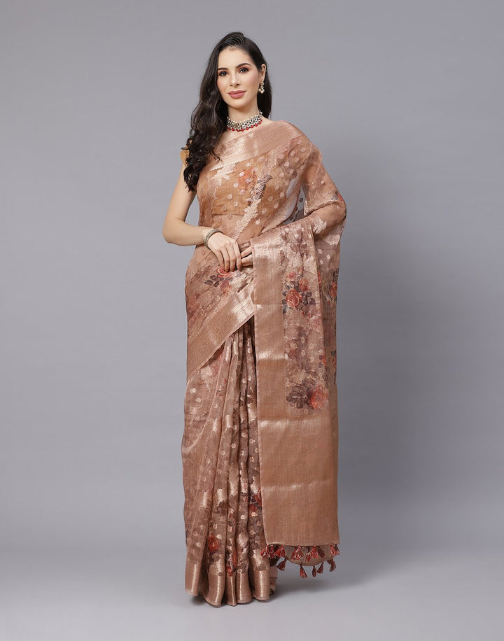 Digital Printed Cotton Chanderi Saree