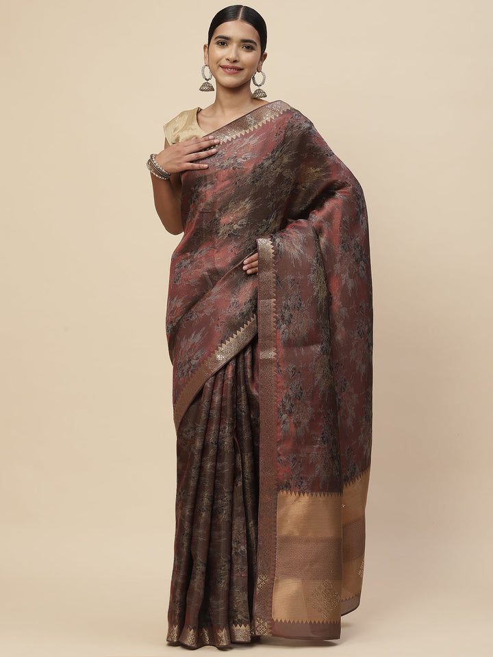 Sequin Embroidered Handloom Woven Saree