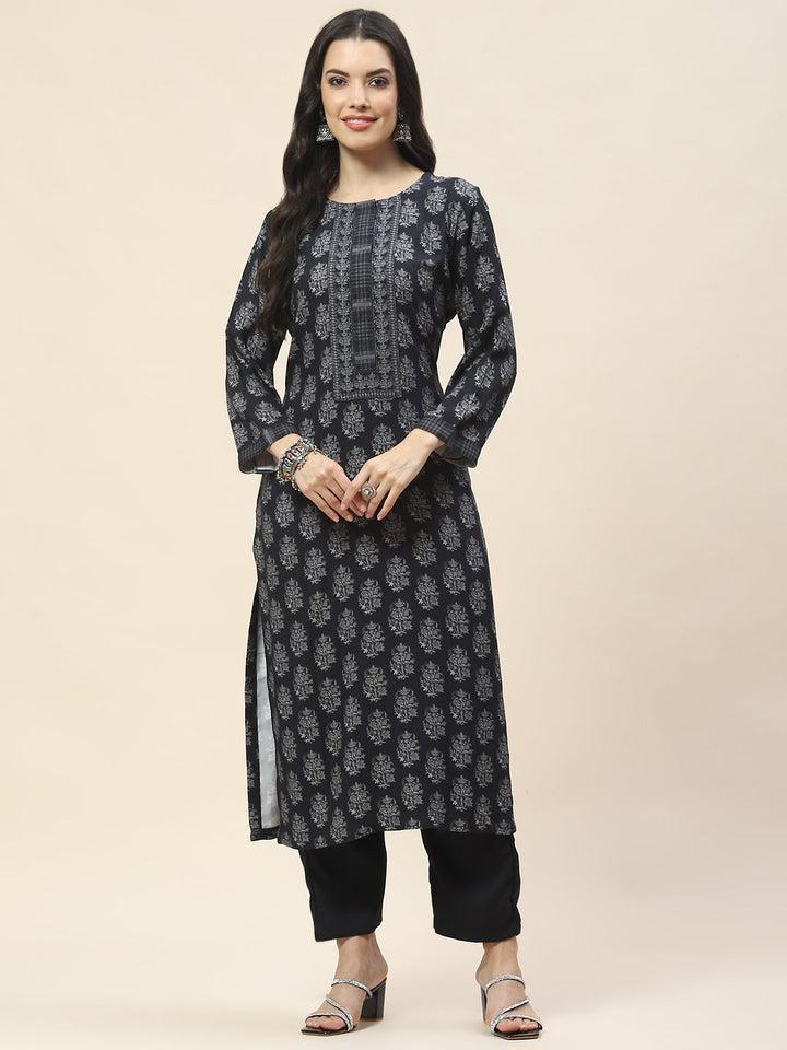 Printed Pashima Kurta With Pants