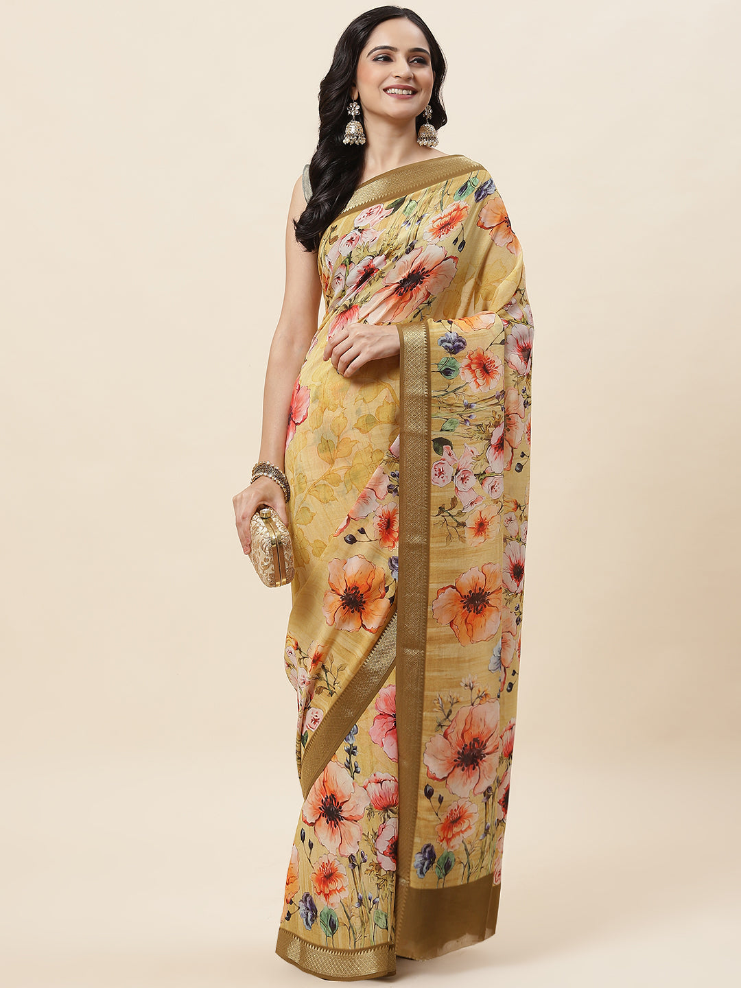 Digital Floral Printed Art Georgette Saree - meenabazaar