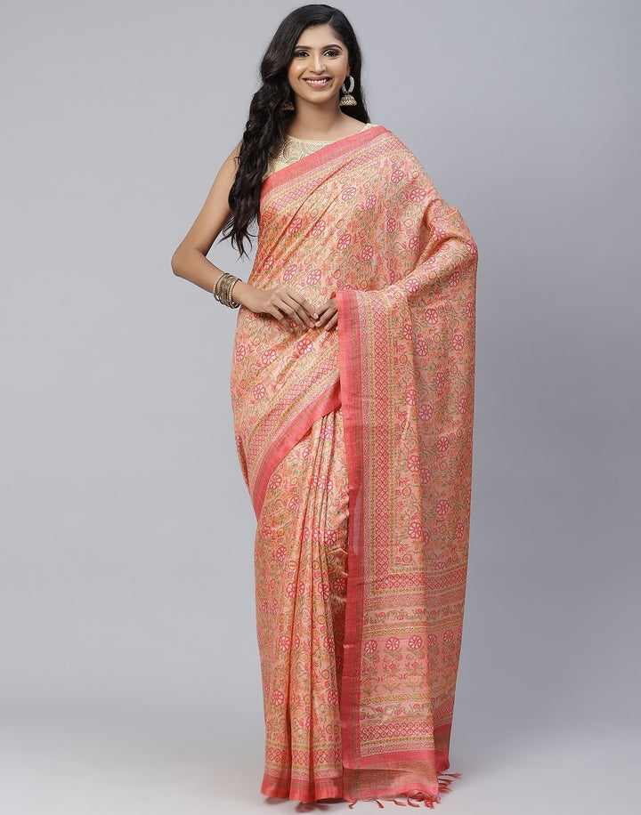 Cotton Linen Printed Saree