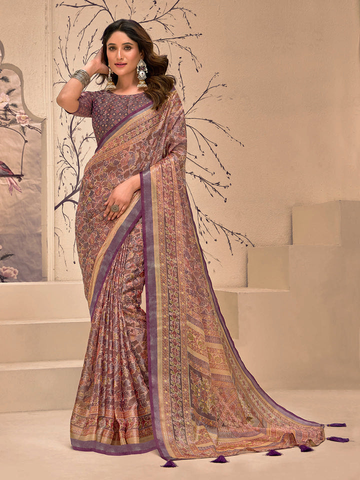 Abstract Printed Art Silk Saree