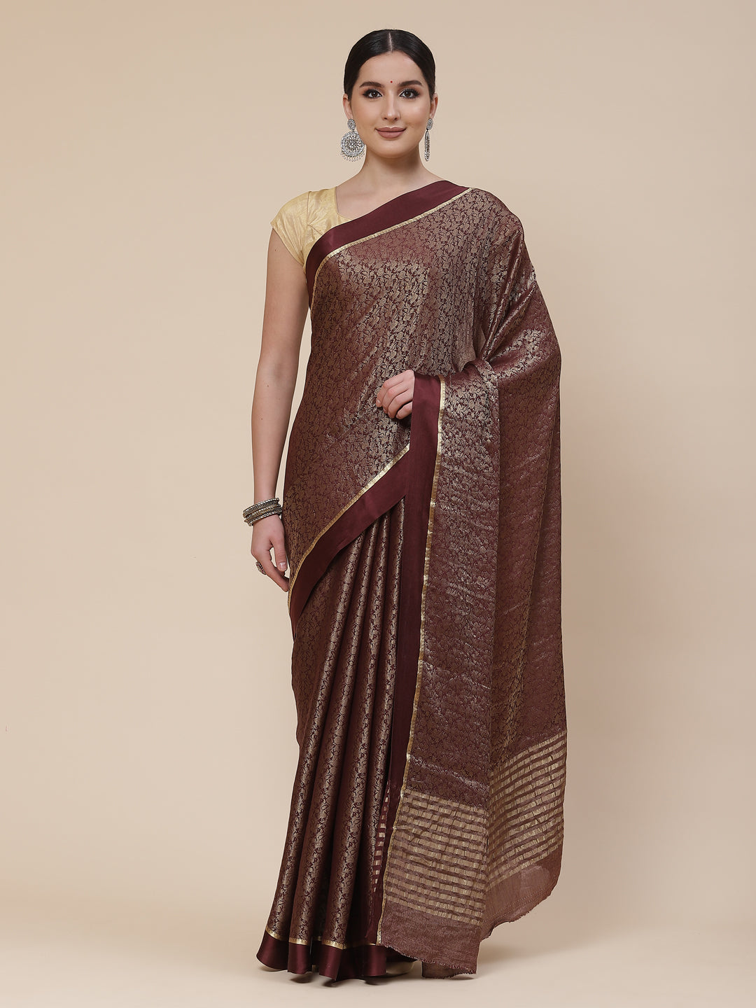 Light Brocade Georgette Plain Saree