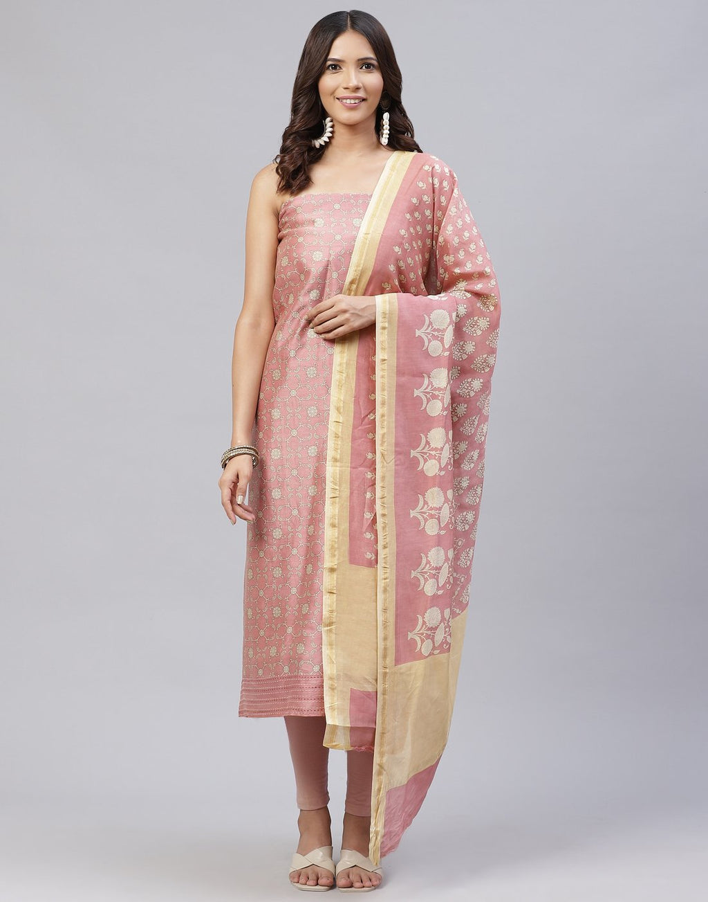 Printed Chanderi Suit Piece