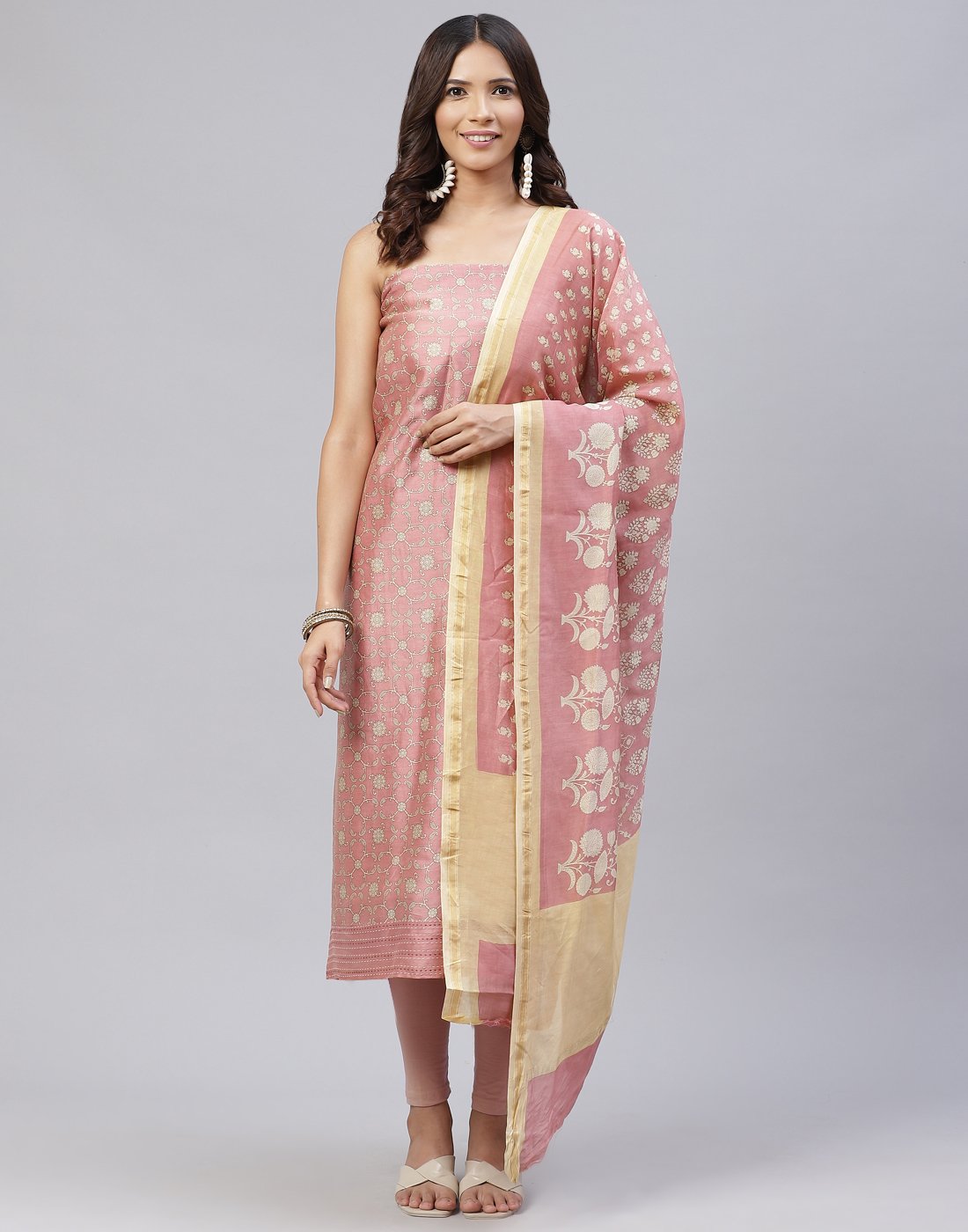Printed Chanderi Suit Piece