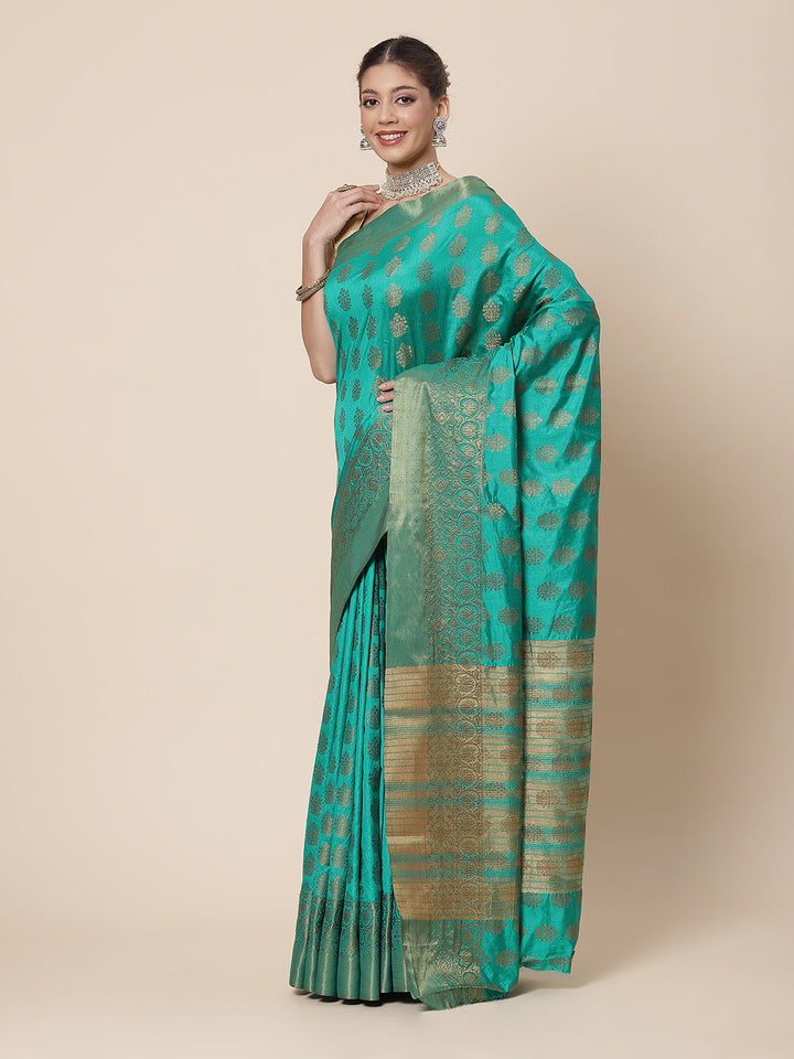 Zari Border Booti Art Handloom Woven Saree