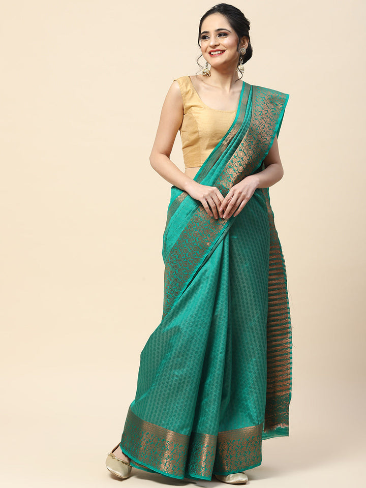 Plain Zari Border Handloom Woven Saree