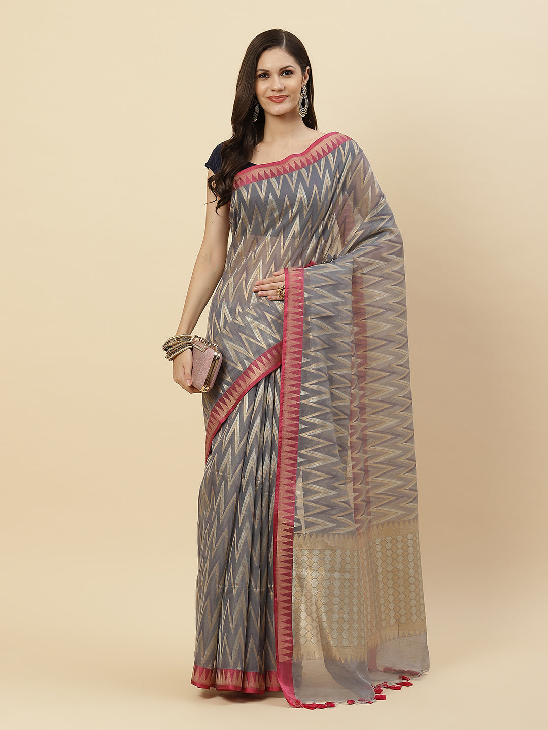 Zari Jaal Cotton Woven Saree