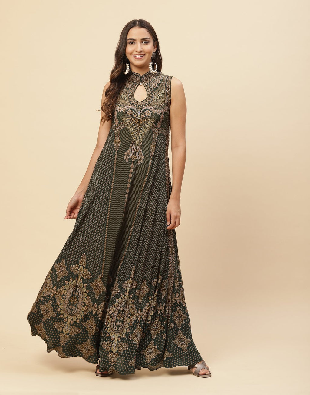 Digital Printed Crepe Gown