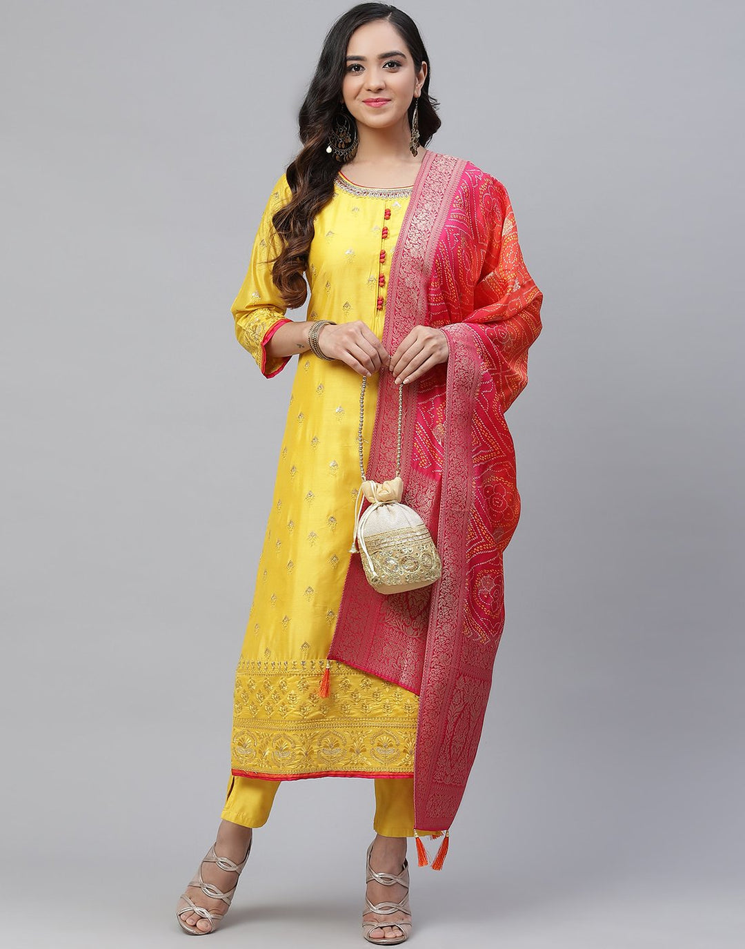Embroidered Cotton Salwar Kameez Stitched Suit With Banarasi Dupatta