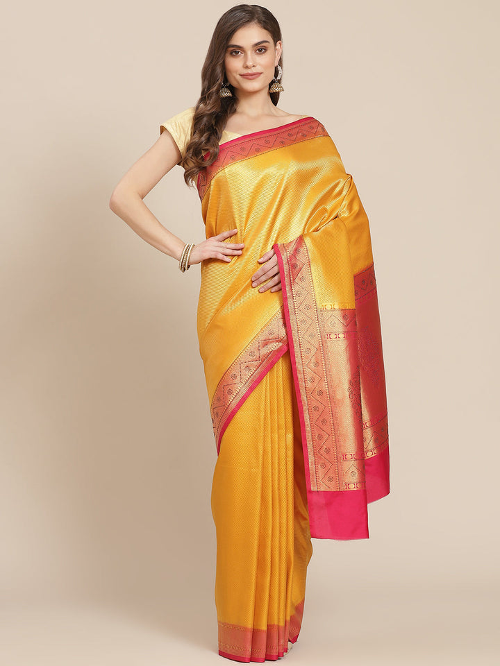 Brocade Art Handloom Saree with Stone Booti