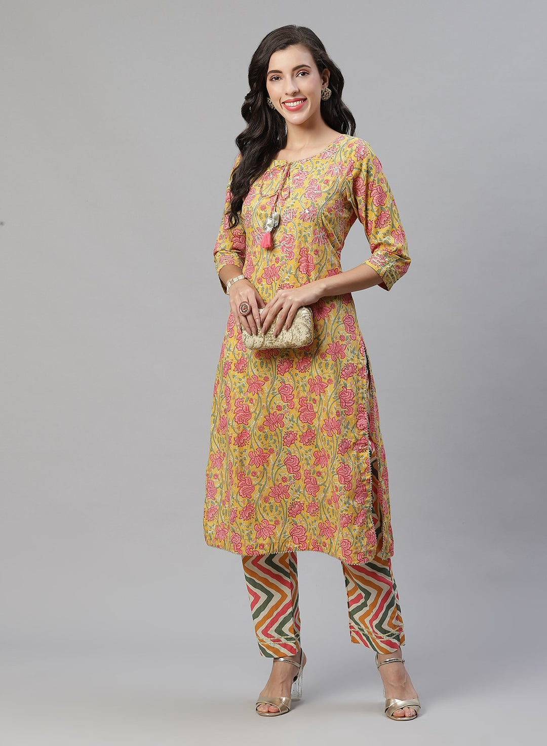 Printed Cotton Kurti With Pant