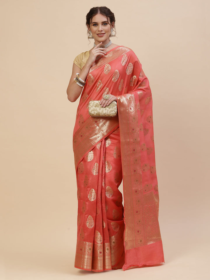 Zari Border Booti Cotton Woven Saree