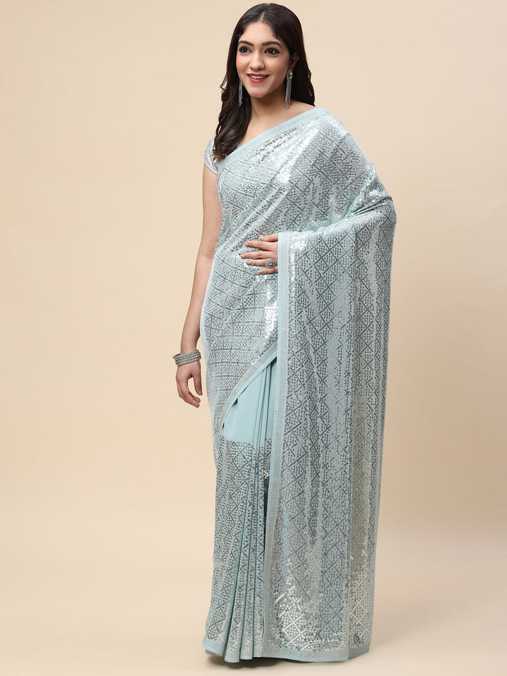 Sequin Embroidered Georgette Saree