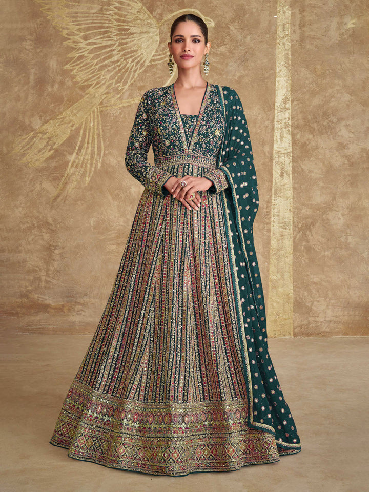 Embroidered Georgette Suit With Pant &amp; Dupatta