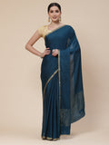 Piped Border Crepe Plain Saree