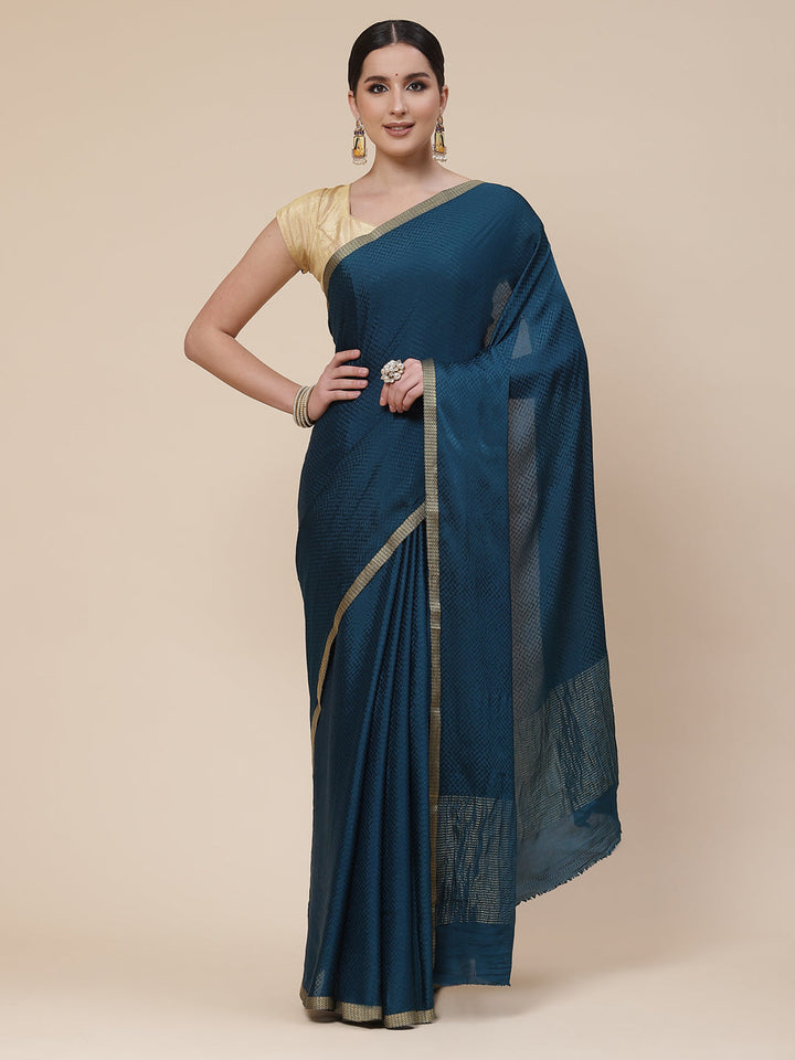 Piped Border Crepe Plain Saree