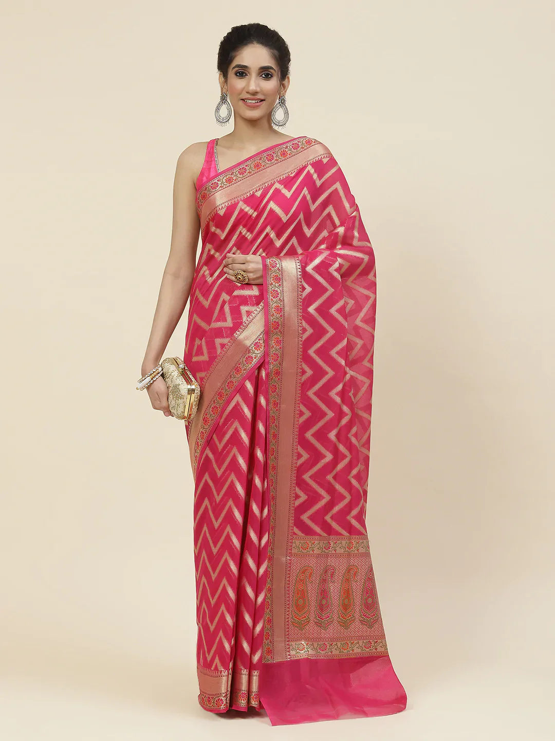 Zig Zag Cotton Woven Saree